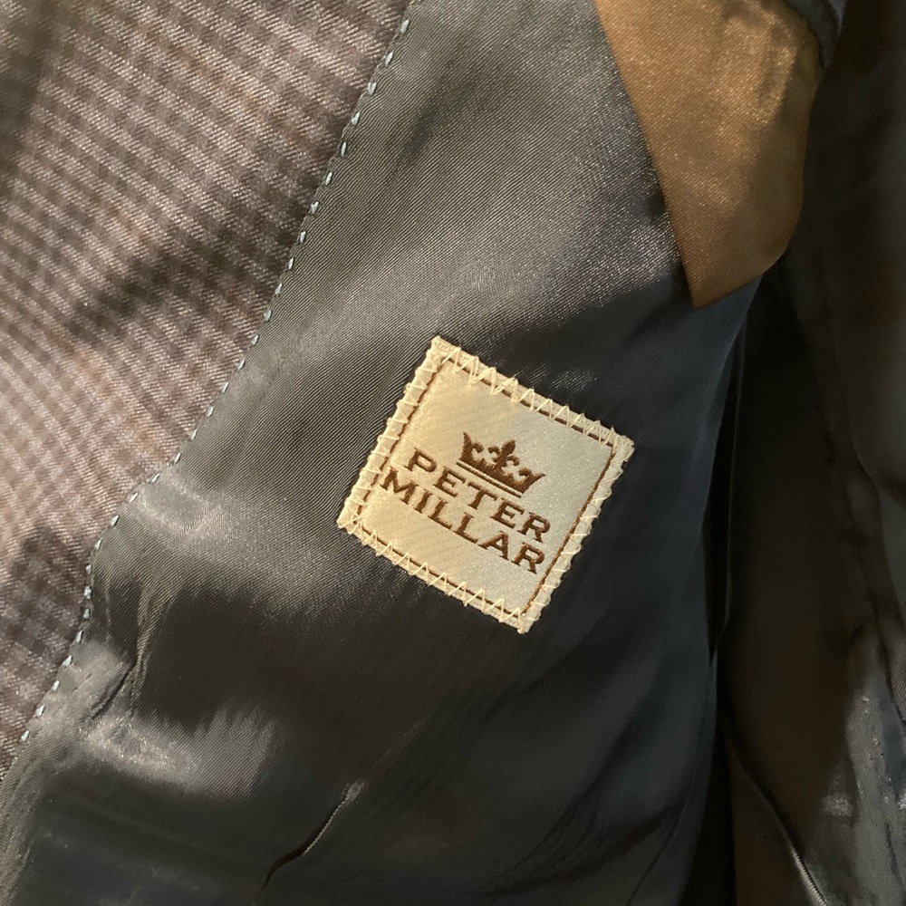 Peter Millar navy blue plaid/check sport coat 42R